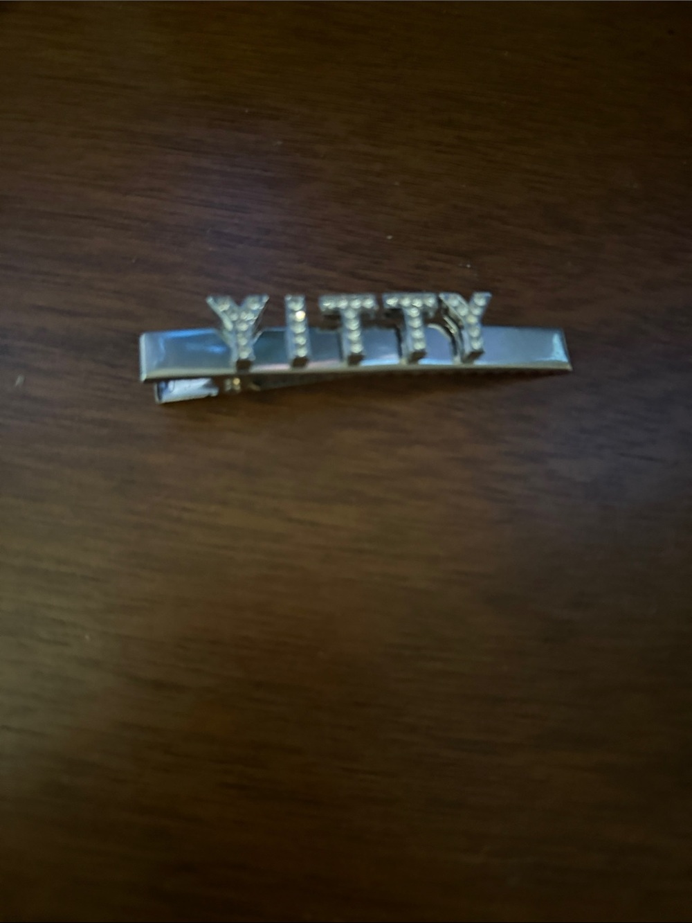 Rhinestone Letter Hair Clip - 'YITTY' Silver